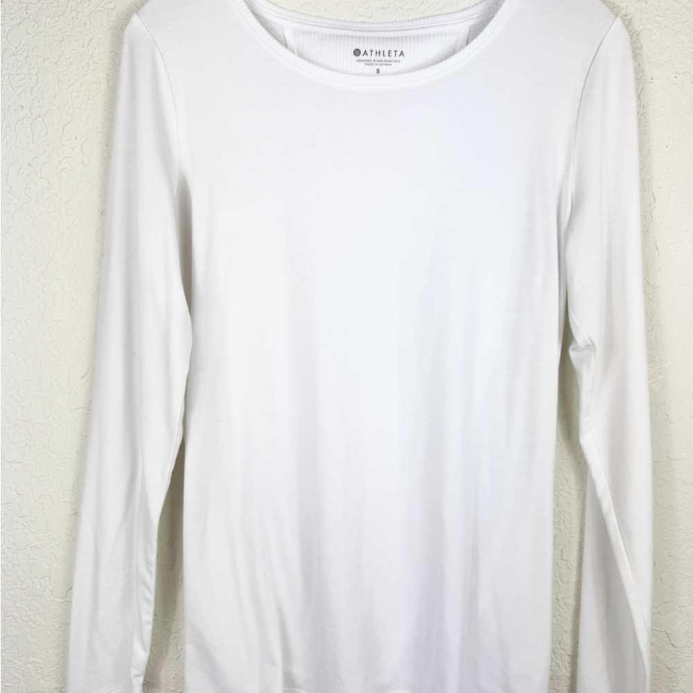 Athleta White Long Sleeve Tie Back Top Size Small